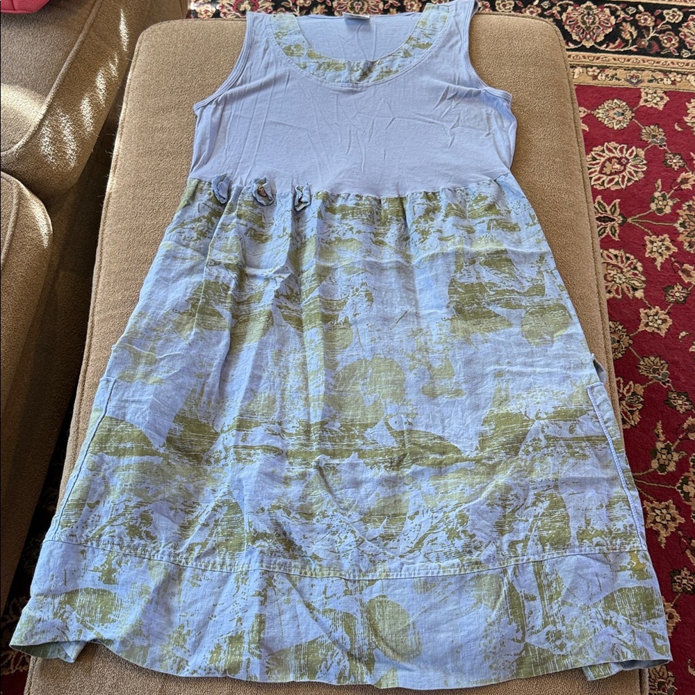 Click by Color Me Cotton 100% Linen Sleeveless Dress Large (TD)